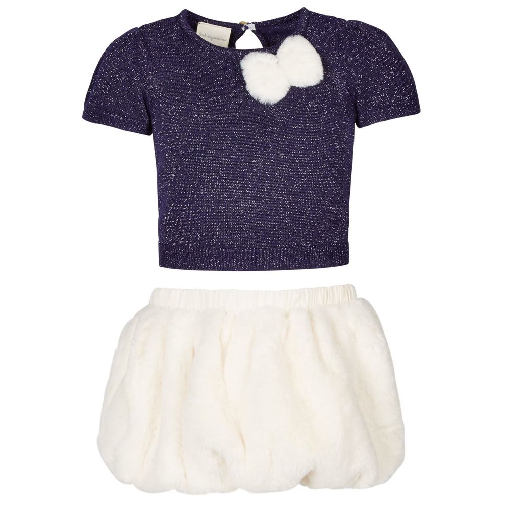 First Impressions Baby Girls 2 Pieces Sweater And Faux Fur Skirt Set,Ivory,18M